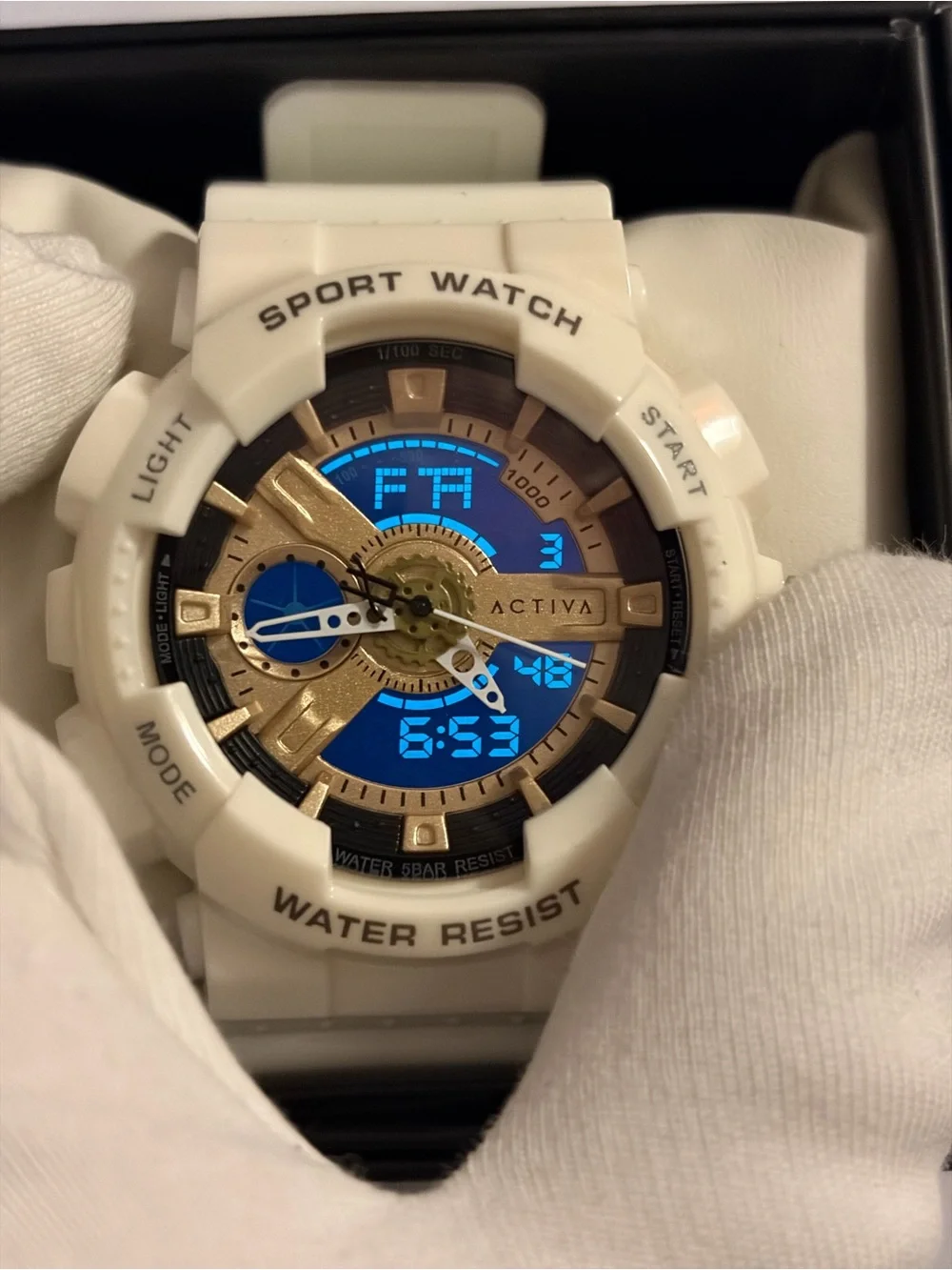 Activa Pixel White Rose Gold Plated Luxury Mens Digital 50mm Casual Sport Watch!